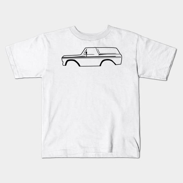 1978-1979 Ford Bronco Side Black No Logo Kids T-Shirt by The OBS Apparel